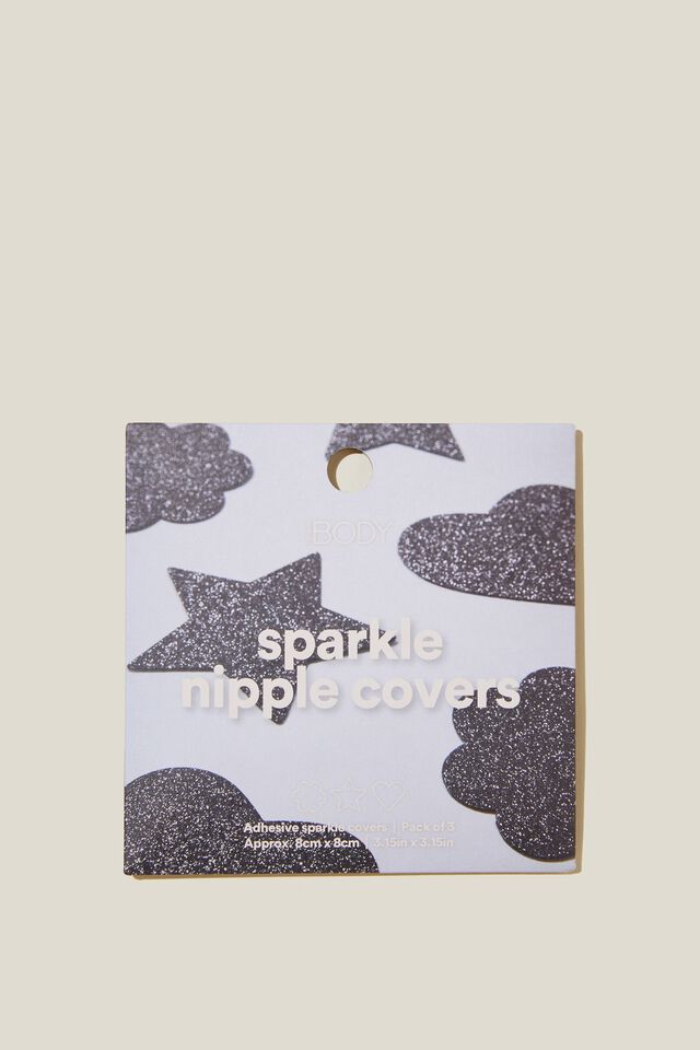 Sparkle Nipple Covers 3Pk, SPARKLE BLACK 3PK
