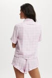 Flannel Short Sleeve Shirt And Short Sleep Set, PINK CHECK - alternate image 3