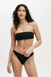 Refined High Side Thong Bikini Bottom, BLACK CRINKLE - alternate image 4