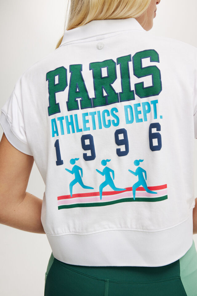 Active Polo V Neck Graphic Tshirt, WHITE/PARIS