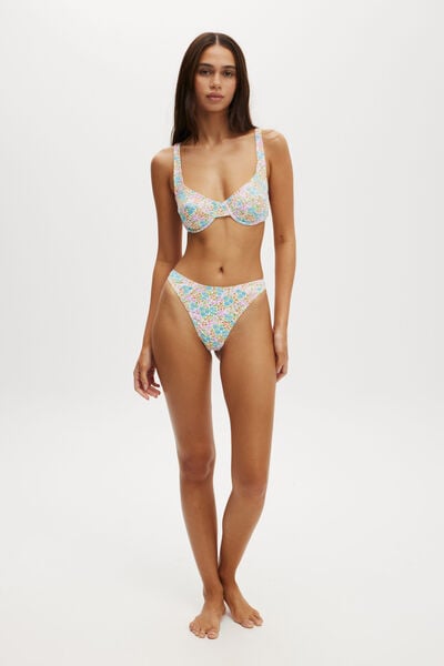 Refined High Side Thong Bikini Bottom, GINA FLORAL