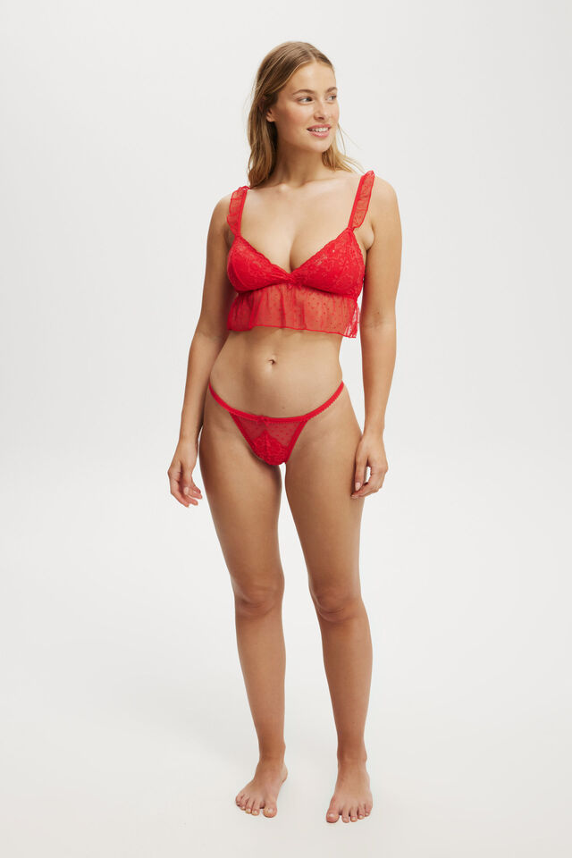Holly Lace Longline Bralette, RASPBERRY