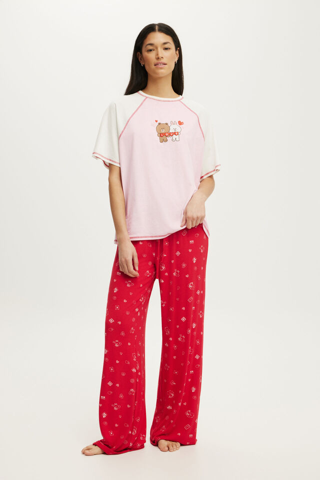 Oversized Lounge Graphic Tee, LCN LIN/LINE FRIENDS LOVE SALLY AND BROWN