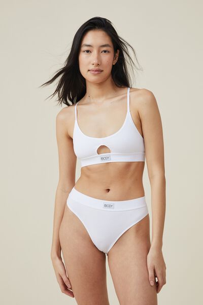 Organic Cotton Branded Bikini Brief, WHITE