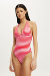 High Apex Halter One Piece Cheeky, PINK STRIPES - example image 4