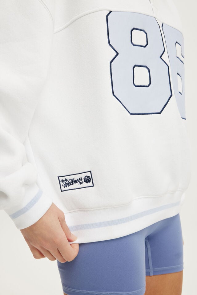 Plush Oversized Rugby Sweatshirt, WHITE