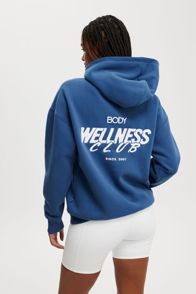 Plush Premium Graphic Hoodie, DEEP BLUE/WELLNESS CLUB GREY MARLE