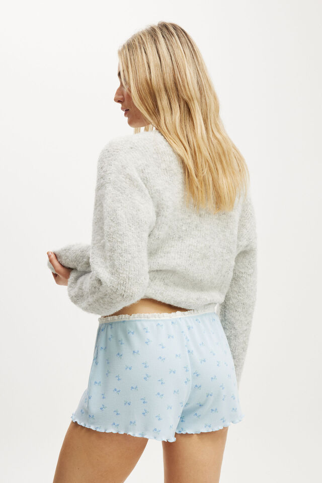 Waffle Baby Lock Hem Short, ALEIGHA DITSY BALLAD BLUE