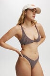 Refined High Side Brazilian Bikini Bottom, WILLOW BROWN CRINKLE STRIPE - alternate image 4