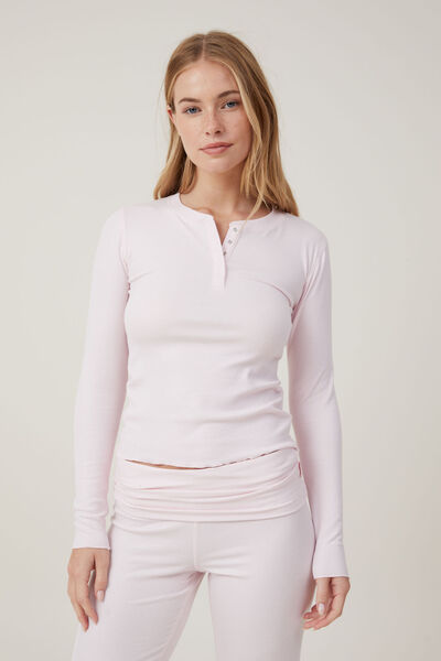 Sleep Recovery Henley Long Sleeve, TENDER TOUCH PINK SPARKLE