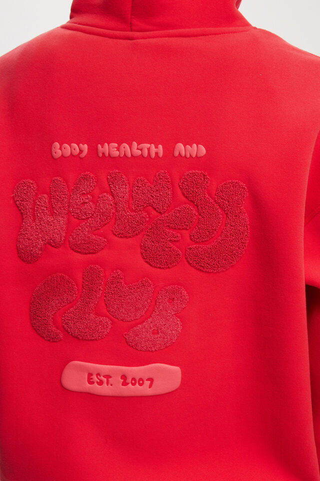 Plush Premium Graphic Hoodie, RASPBERRY/WELLNESS CLUB TONAL