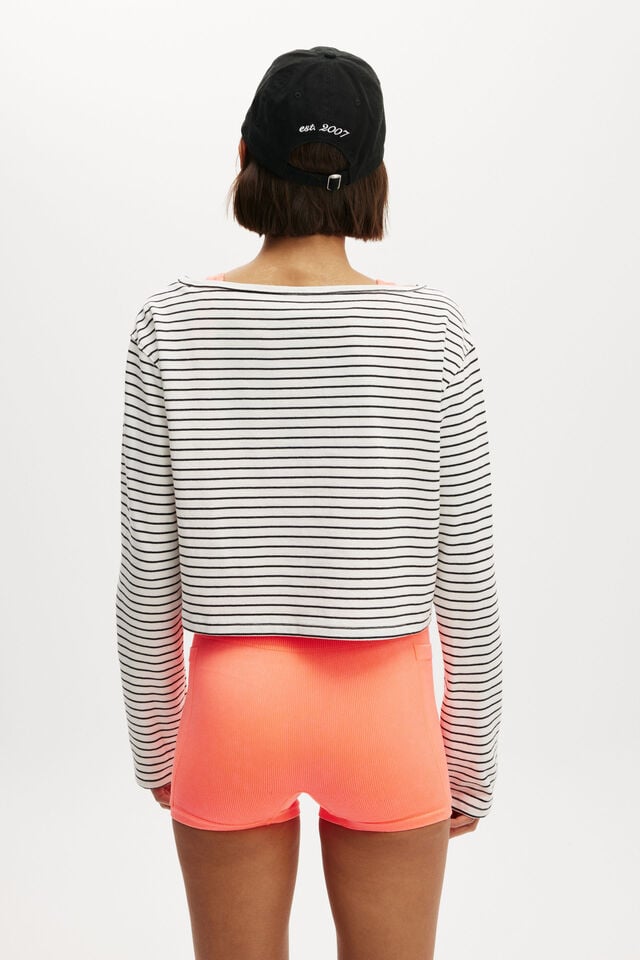 Active Stripe Longsleeve, BLACK/COCONUT MILK STRIPE