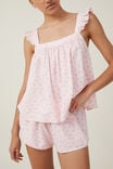 Linen Blend Ruffle Tank And Short Set, ROSIE FLORAL PINK/LACE TRIM - alternate image 2