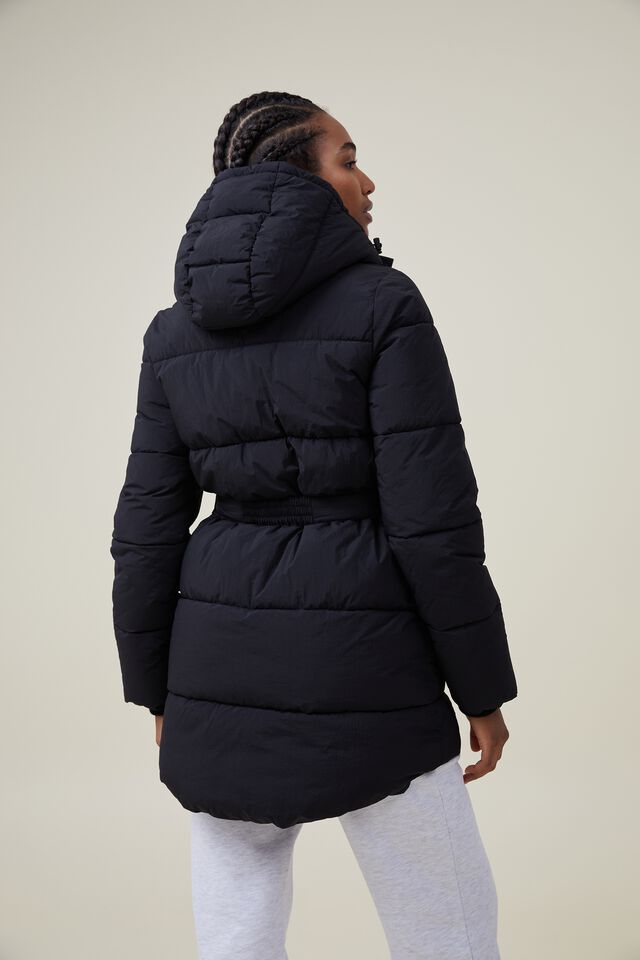 The Recycled Mid Length Explorer Mother Puffer, BLACK