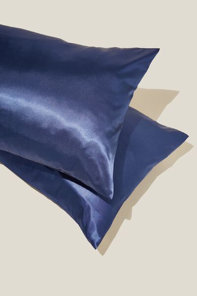 Luxe Satin Pillowslip Duo, TRUE NAVY