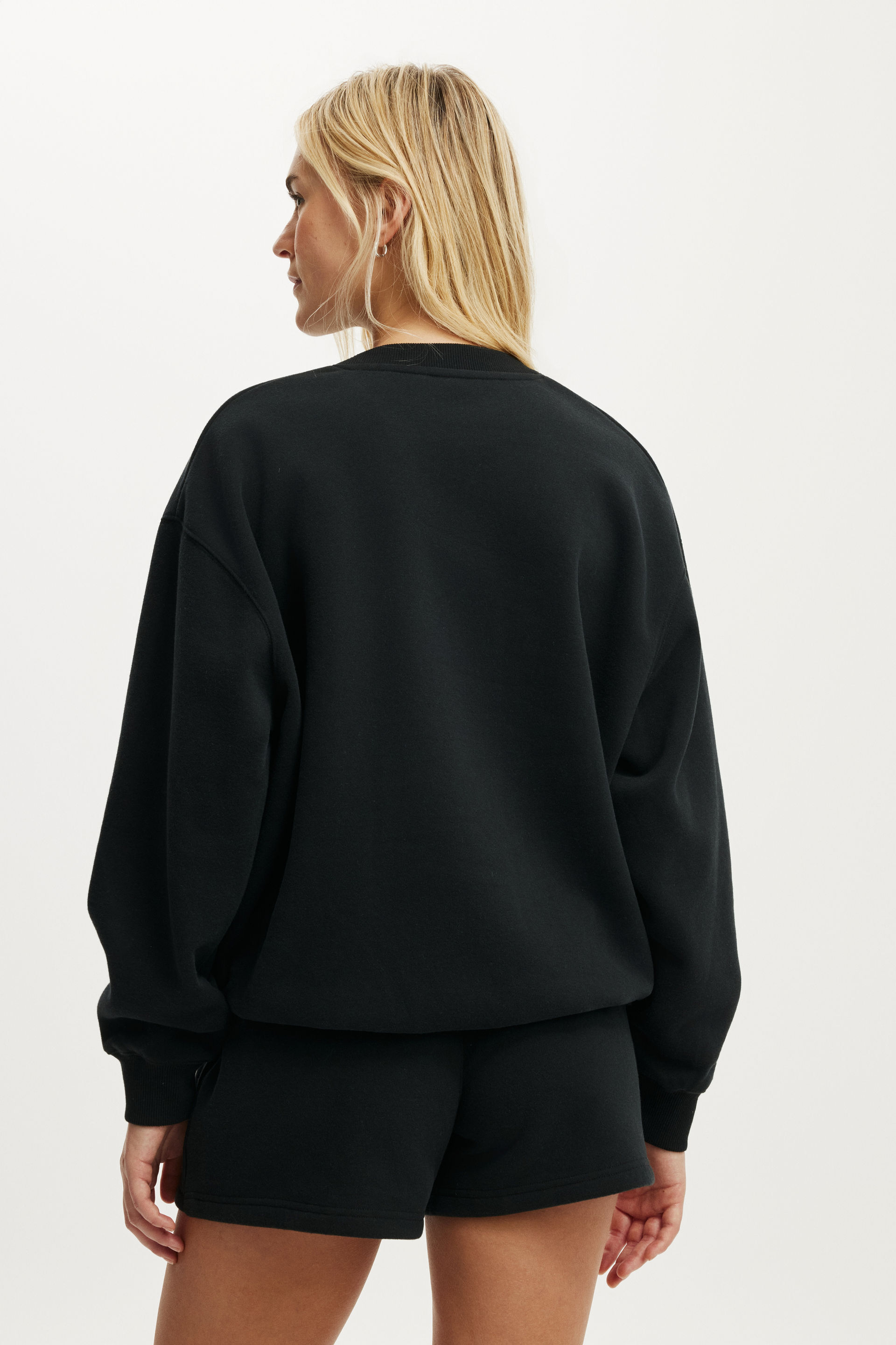 Women's Black Plush Crew Sweatshirt | Cotton On Body United States