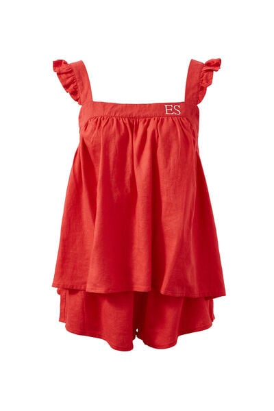 Woven Babydoll Cami Set Personalised, LOBSTER RED