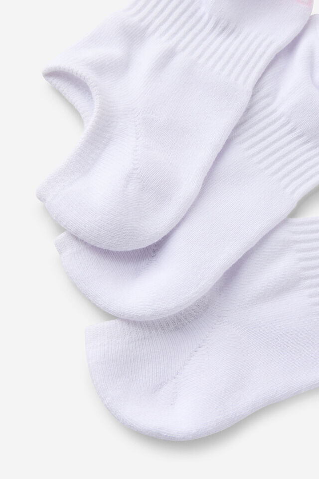 Move Low Cut Socks 3Pk, WHITE