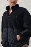 Sherpa Contrast Quilted Jacket, BLACK - alternate image 2