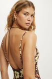 Thin Strap V Neck One Piece Full, HIBISCUS BROWN EMBER SHIMMER - example image 2