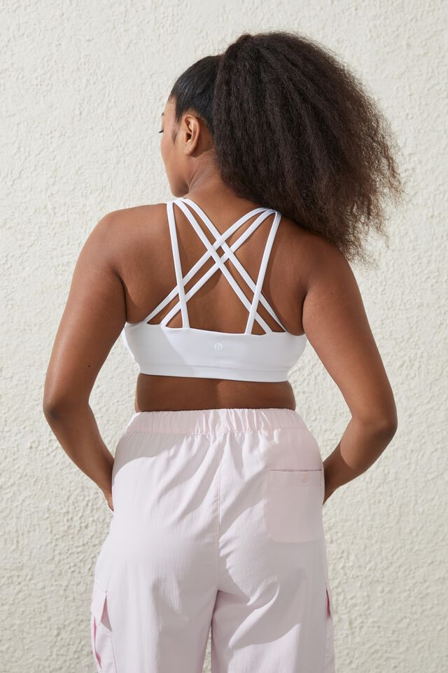 Recycled Strappy Sports Crop, WHITE