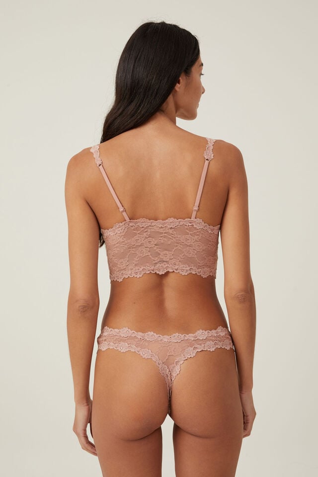 Stretch Lace Thong Brief, NOUGAT
