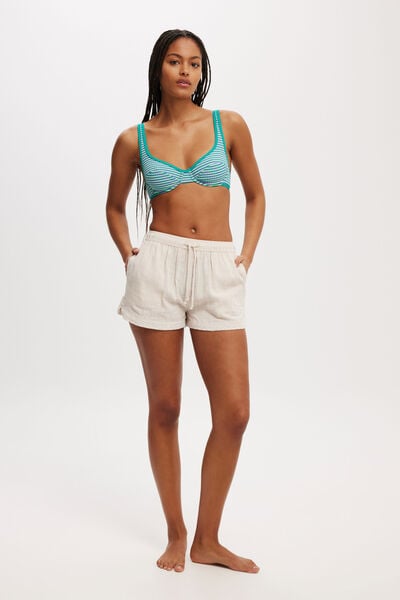 The Essential Beach Short Asia Fit, NATURAL/EMBROIDERY