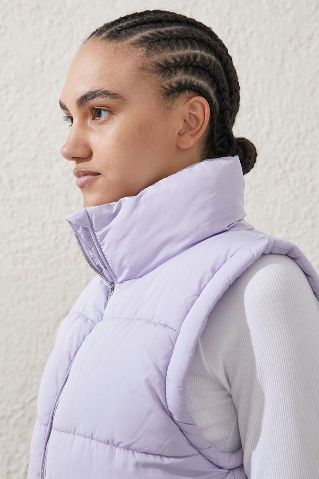 Jaqueta - The Mother Puffer Panelled Crop Vest, LILAC LIGHT