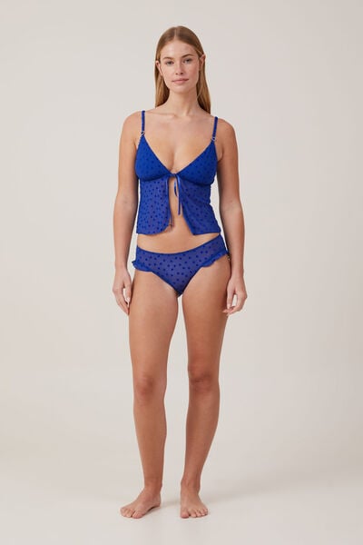 Sasha Flocking Mesh Bikini Brief, LAPIS BLUE