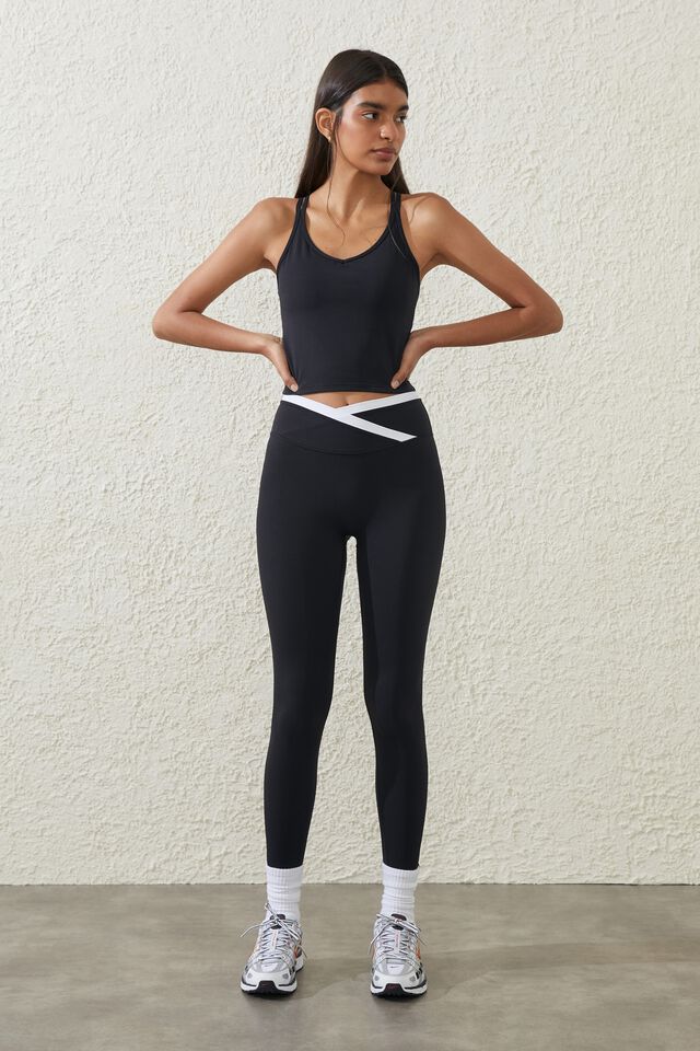 Legging - Ultra Luxe Crossover 7/8 Tight, BLACK/WHITE TIPPING