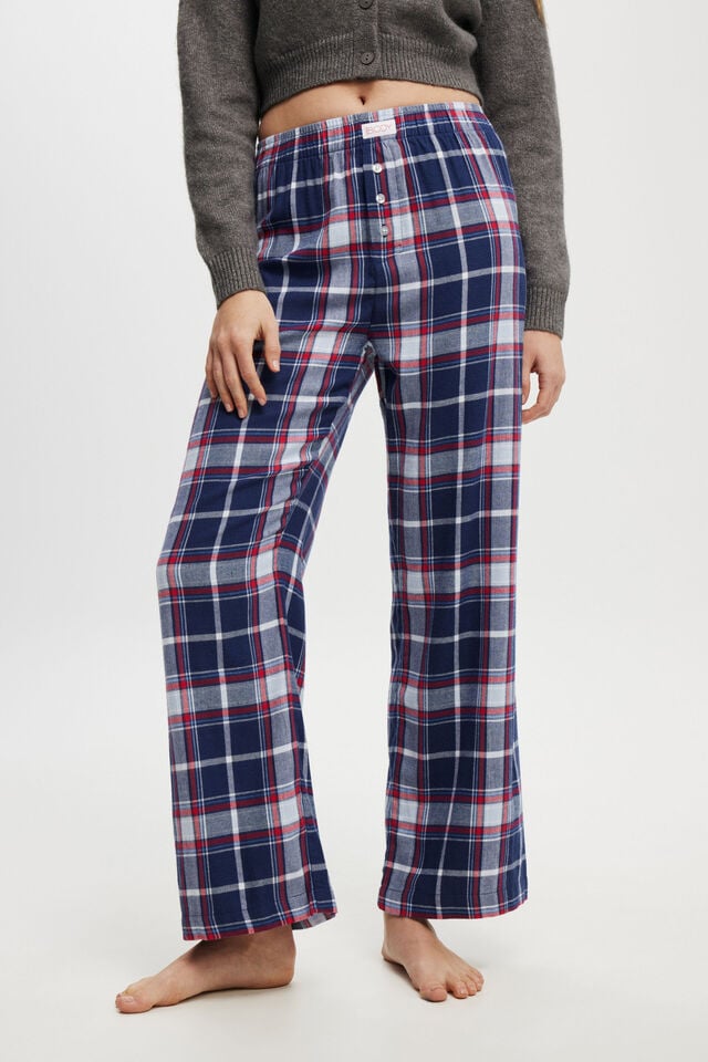 Flannel Boyfriend Boxer Pant, TONI CHECK/NAVY/WHITE AND RED