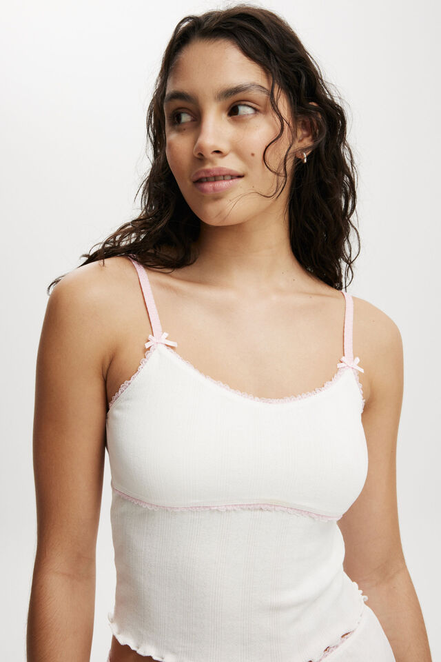 Pointelle Picot Sleep Top, COCONUT MILK