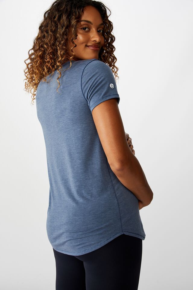 Maternity Gym T Shirt, STEEL BLUE MARLE