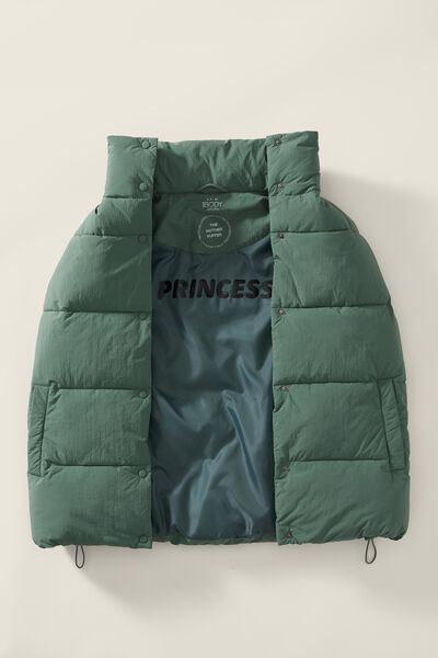 Personalised The Recycled Mother Puffer Vest 2.0, SAGE LEAF/HEAT TRANSFER