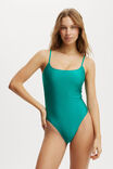 Thin Strap Low Scoop One Piece Cheeky, DEEP GREEN SHIMMER - alternate image 4