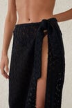 Open Mesh Beach Sarong Wrap Skirt, BLACK/CROCHET - alternate image 2