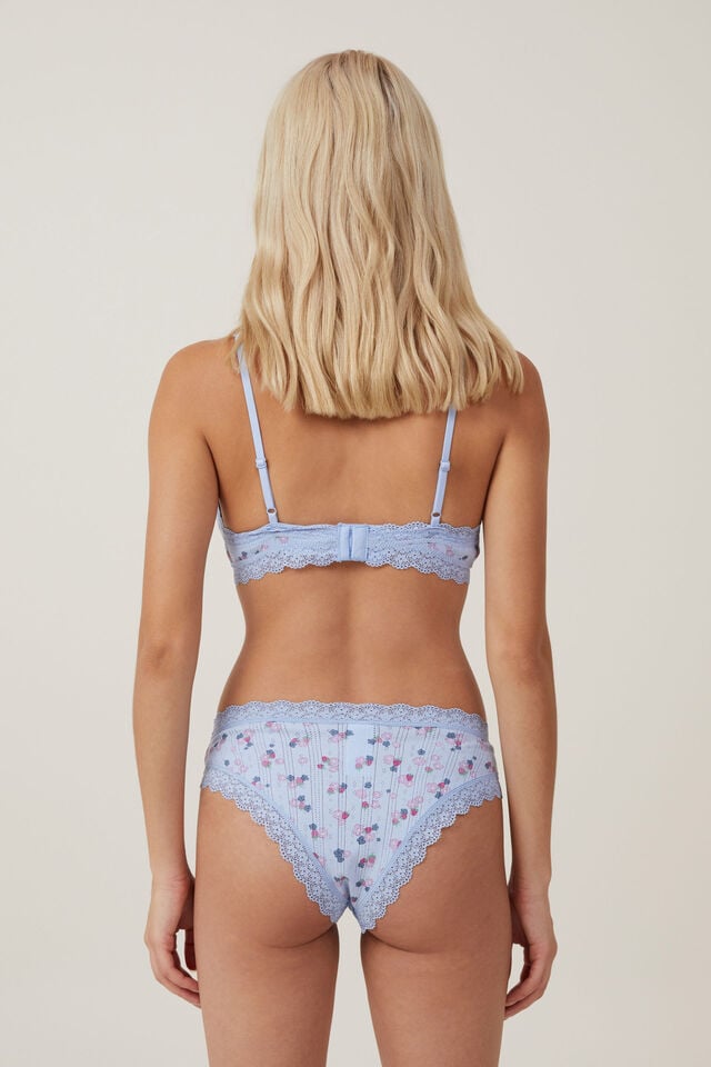 Organic Cotton Lace Cheeky Brief, LEXI STRAWBERRY BLUE POINTELLE