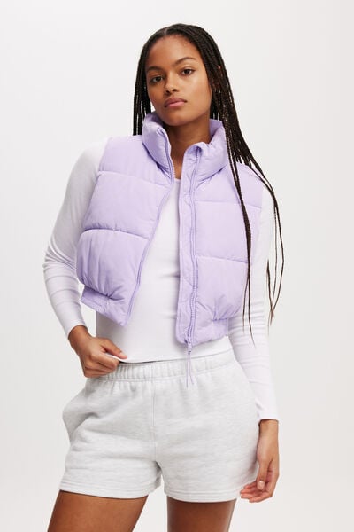 The Mother Puffer Crop Vest, PURPLE ROSE