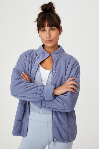 Quilted Zip Through Jacket, PERIWINKLE