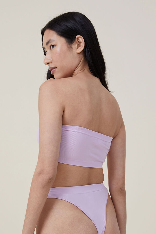 Seamless Gathered Padded Bandeau, ORCHID BLOOM