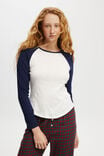 Raglan Long Sleeve Top, NAVY VISION/ COCONUT MILK - alternate image 1