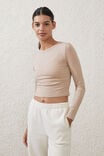 Active Rib Fitted Longsleeve Top, AFFOGATO - alternate image 1