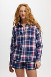 Flannel Boyfriend Long Sleeve Shirt, TONI CHECK/NAVY/WHITE AND RED - alternate image 1