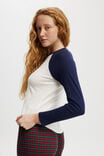 Raglan Long Sleeve Top, NAVY VISION/ COCONUT MILK - alternate image 3