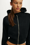 Active Raglan Zip Through Hoodie, BLACK - example image 2
