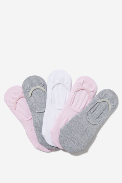 Body Invisible Socks 5Pk, MILLENNIAL PINK / GREY MARLE