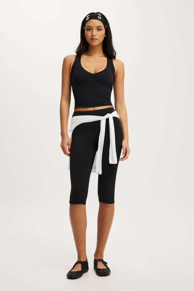 Ultra Soft Plunge Front Racer Tank, BLACK
