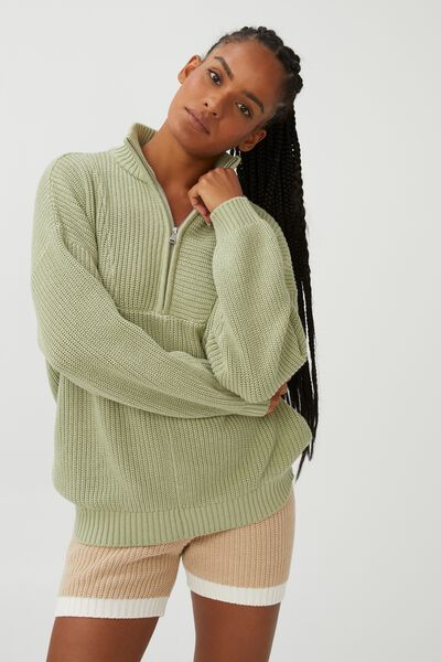 Active Chunky Knit Jumper, PISTACHIO