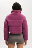 The Mother Puffer Cropped Sherpa Jacket, RED VIOLET - alternate image 3