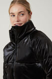 The Recycled Cropped Mother Puffer 2.0, BLACK GLOSS - alternate image 2